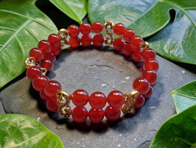 Armband Doppelsträngig - Karneol rot - A Qualität - 8 mm