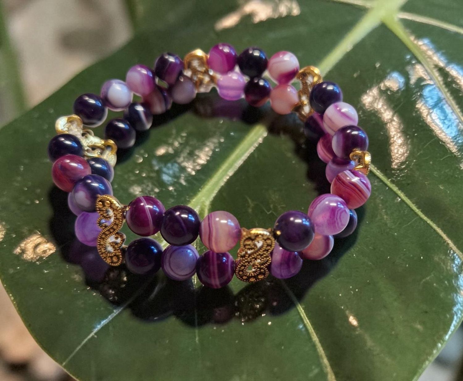Armband Doppelsträngig - Streifenachat violett - AB Qualität - 8 mm Armband Doppelsträngig - Streifenachat violett - AB Qualität - 8 mm