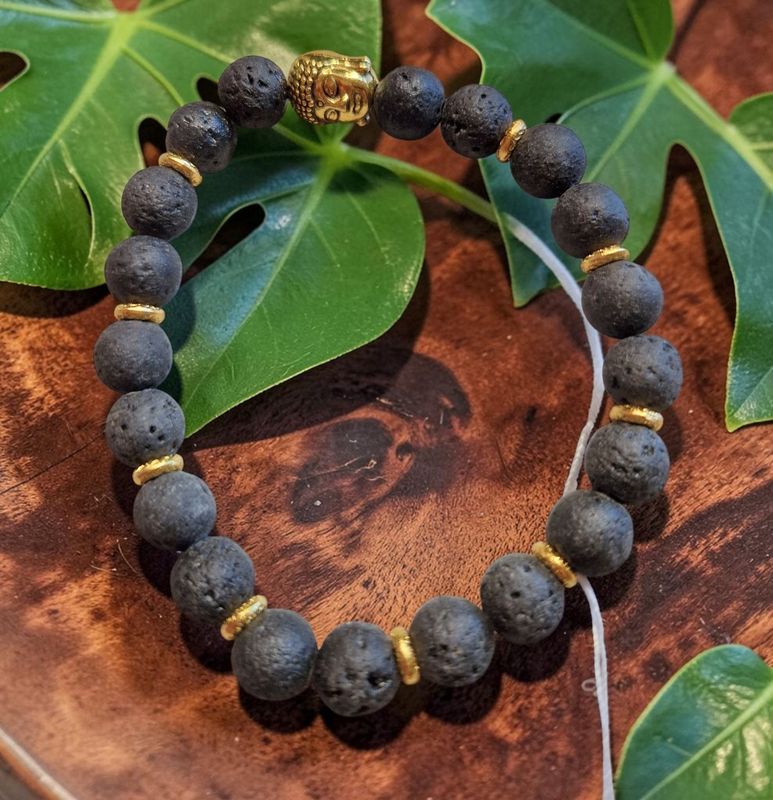 ​Armband - Lavastein A Qualität - Buddha - 8 mm