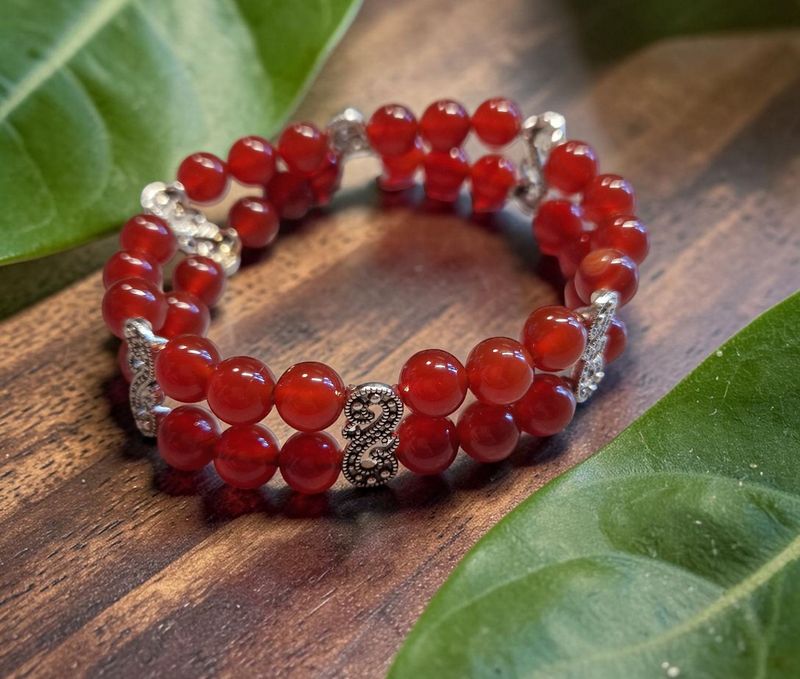 Armband Doppelsträngig - Karneol rot - A Qualität - 8 mm