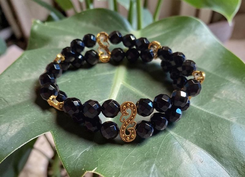 Armband Doppelsträngig - Onyx facetiert - AB Qualität - 8 mm
