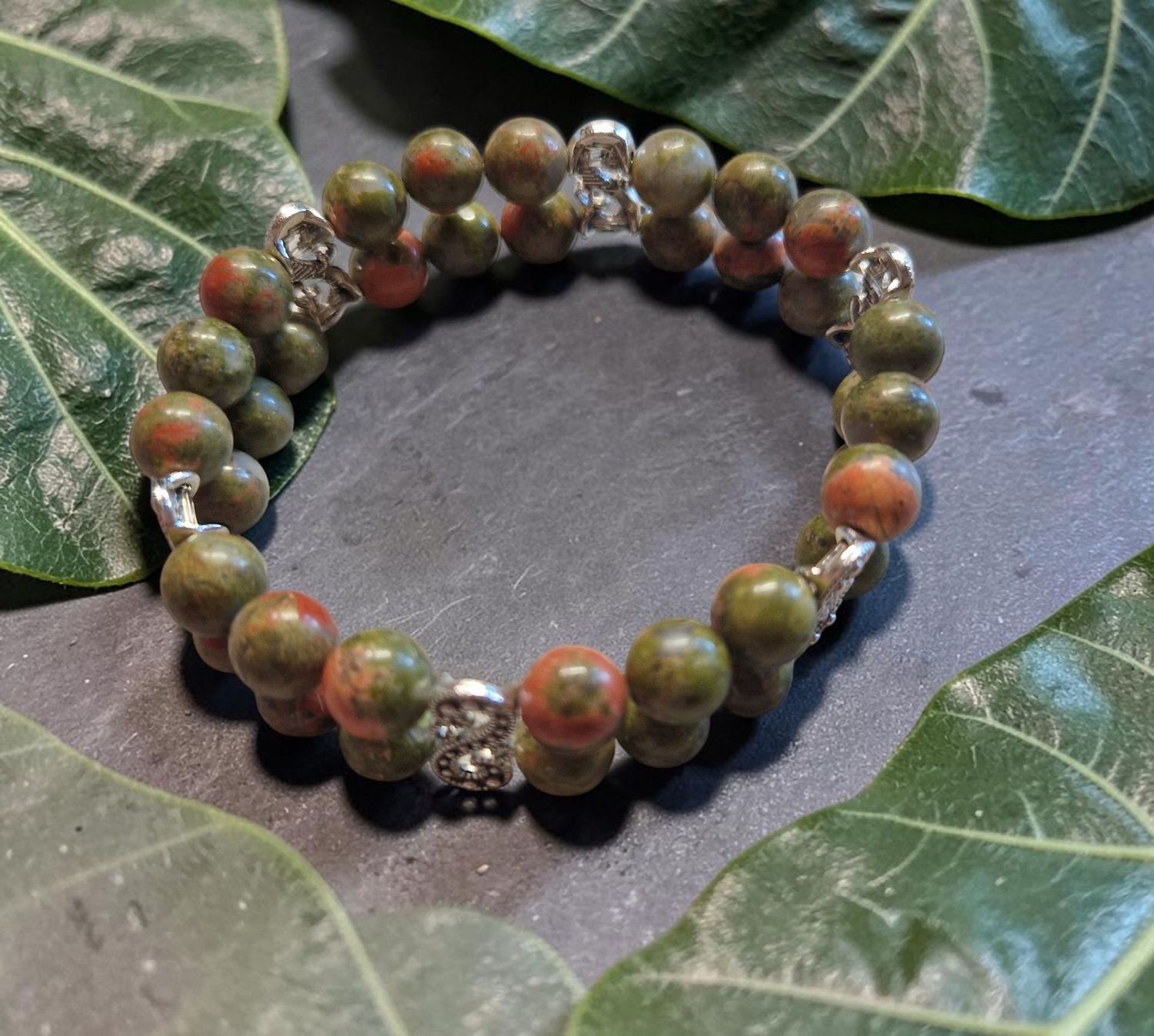 Armband Doppelsträngig - Epidot - AB Qualität - 8 mm