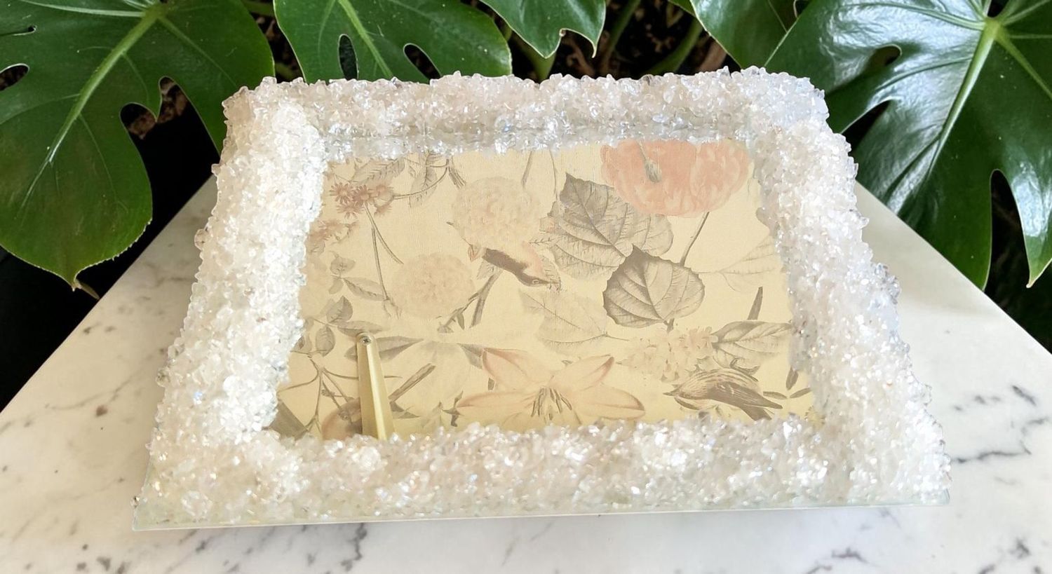 Edelsteinspiegel mit Bergkristall - 30 x 30 cm Edelsteinspiegel mit Bergkristall - 30 x 30 cm