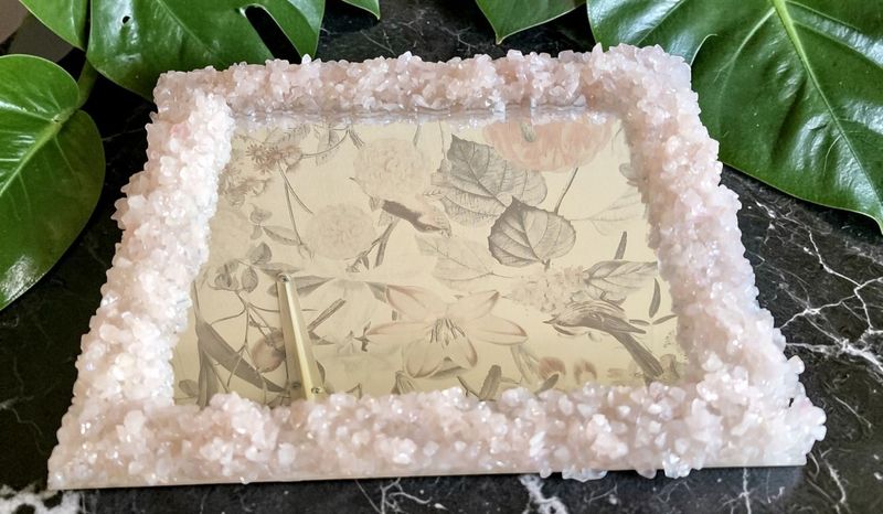 ​​Edelsteinspiegel mit Rosenquarz - 30 x 30 cm