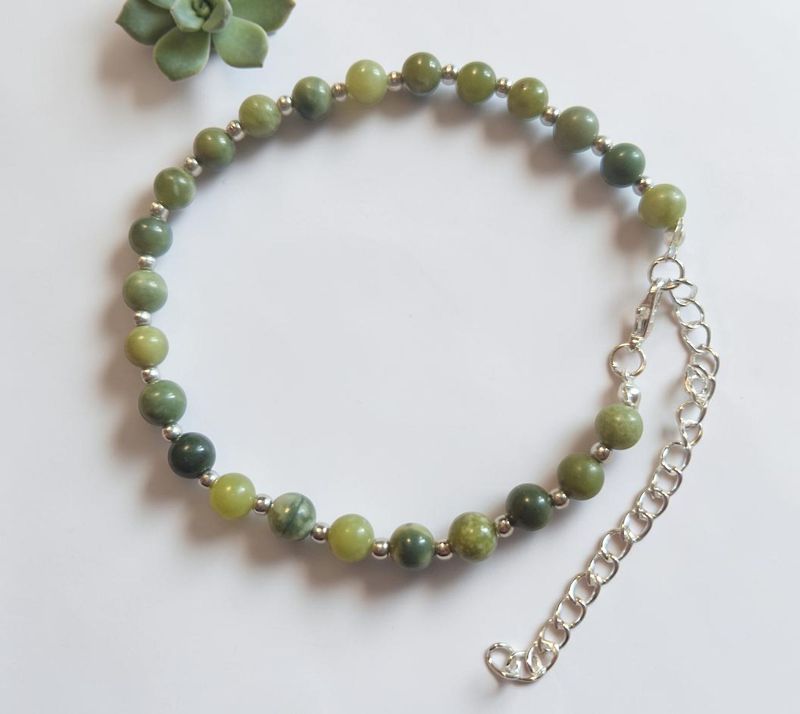 Fußkettchen - Nephrit Jade 6 mm - AB Qualität