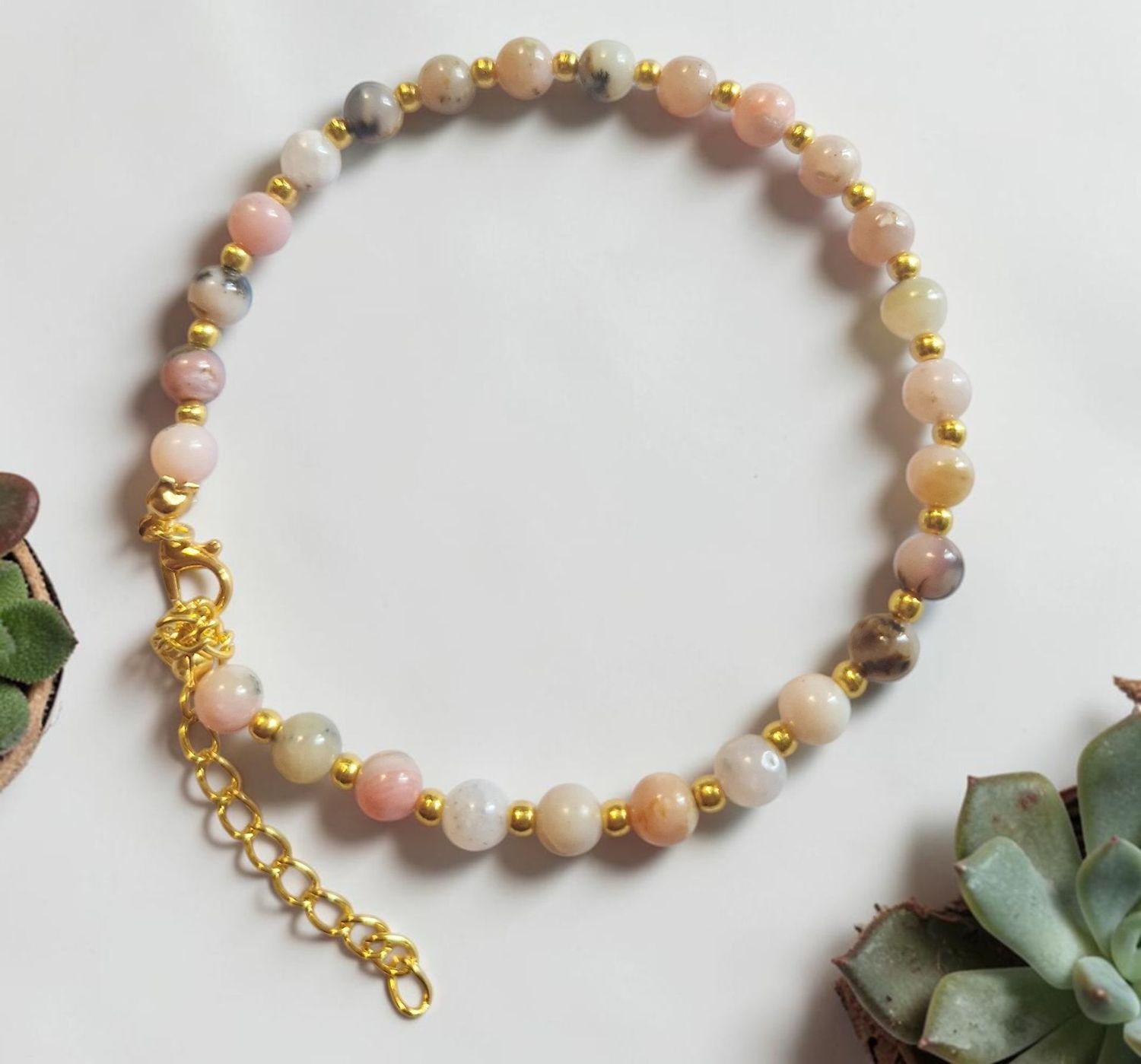 Fußkettchen - Andenopal rosa - AB Qualität Fußkettchen - Andenopal rosa - AB Qualität