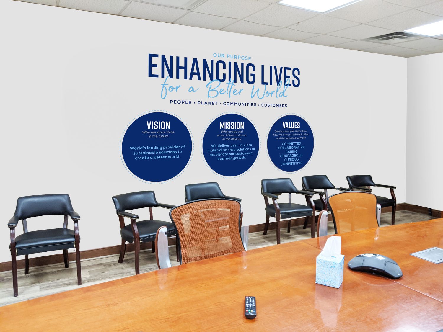 "Purpose, Mission, Vision, Values" Wall Vinyl (Pricing Dependent on Wall Size)