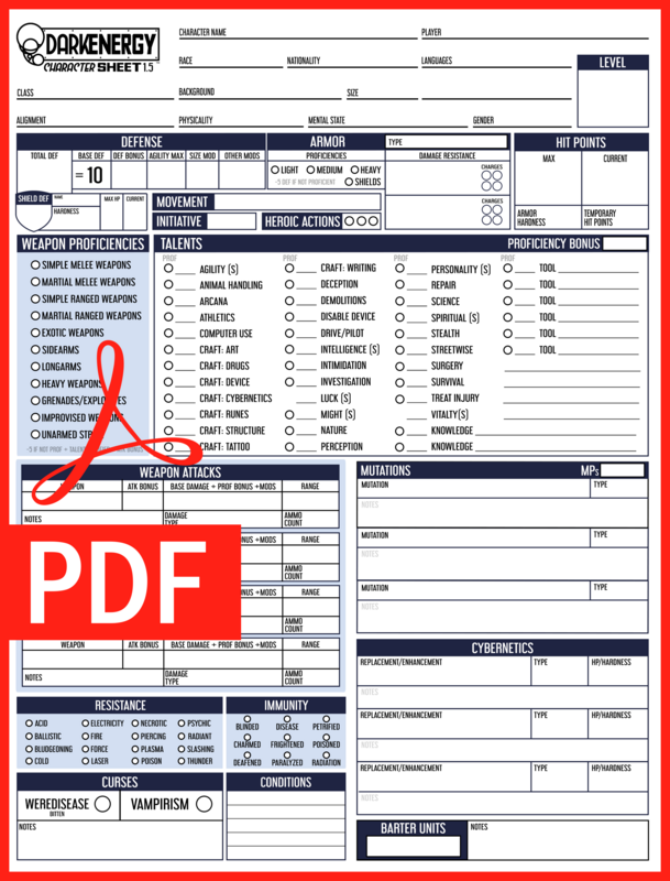 DarkEnergy Character Sheet 1.5 PDF