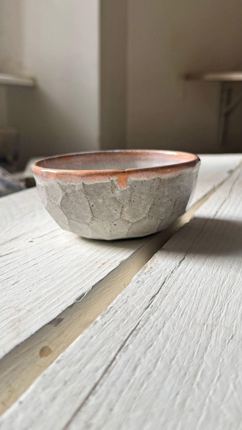 Faceted White Clay Bowl