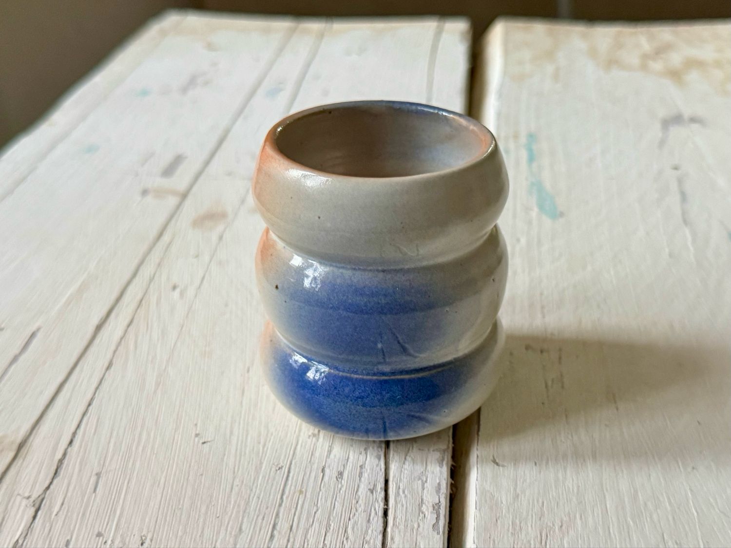 White Blue Orange Puffed Cup