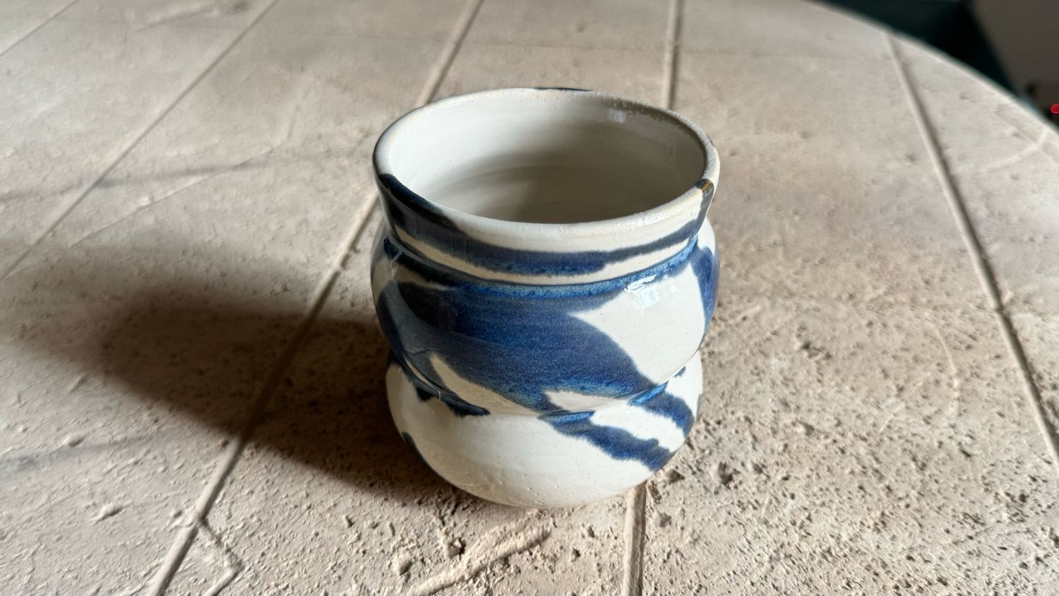 Puffed White Blue Cup