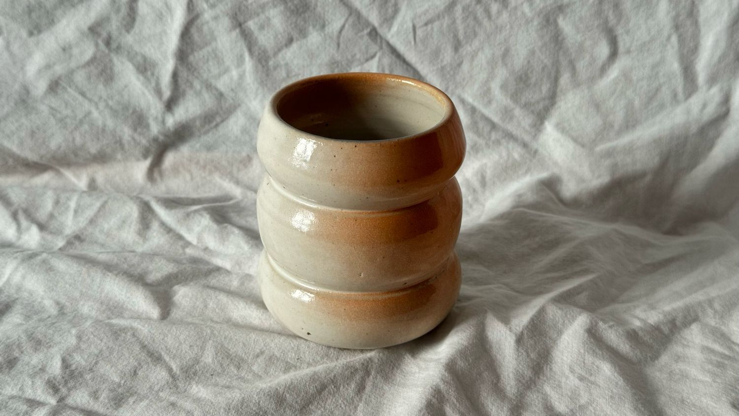 Puffed White Blue Orange Cup