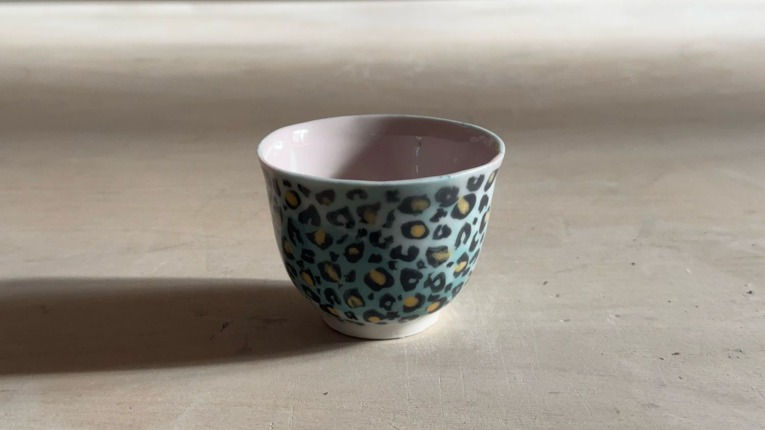 Porcelain Teacup — Mint Leopard