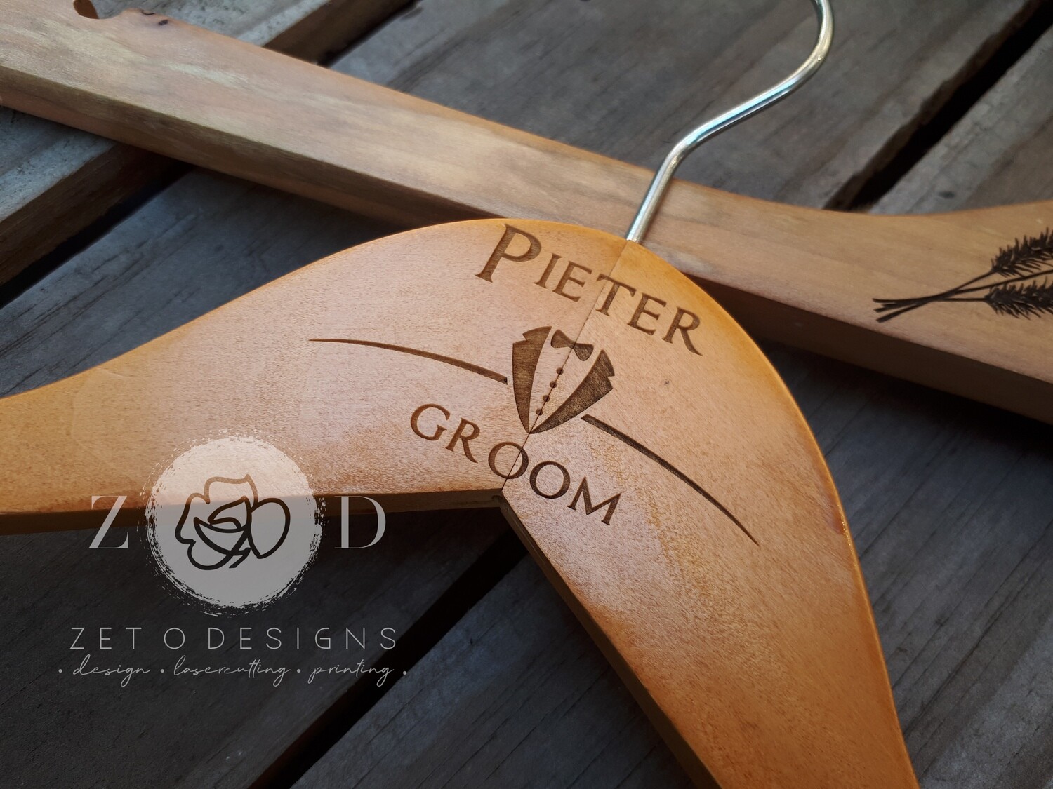 Wooden Hanger - Suit Motif - Include Custom Name Engraving Wooden Hanger- Custom suit
wedding
groomsmen
engraving