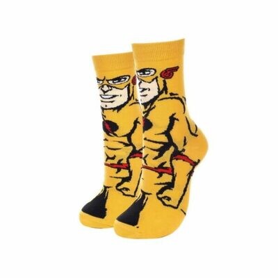 "Flash-themed socks set featuring vibrant colors and lightning bolt designs."
