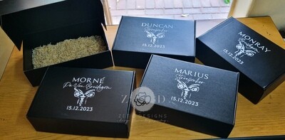 gift box
groomsmen gifting
gift for him
white vinyl custom branding