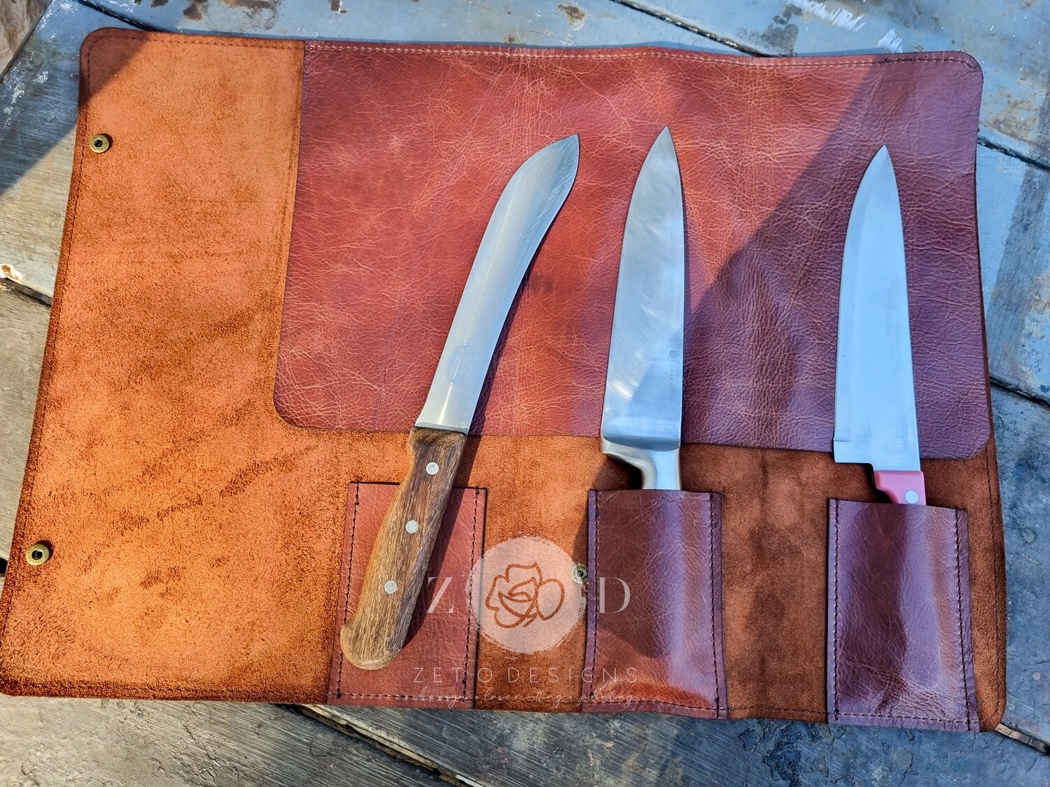 Genuine Leather Chef Knives Holder - Stylish and Durable Design
