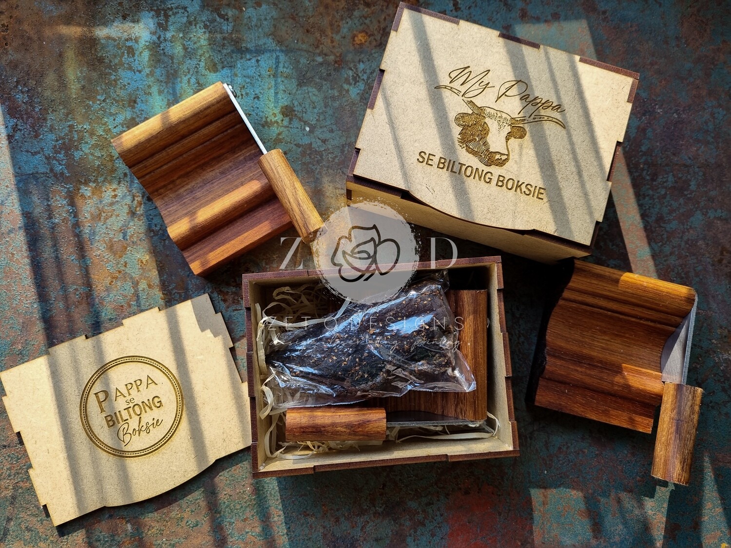 Portable Mini Biltong Cutter - Stainless Steel & Kiaat Wood with custom engraving, Corporate Gift, Father's day gift, Executive Gift, South African Handmade Gift, 