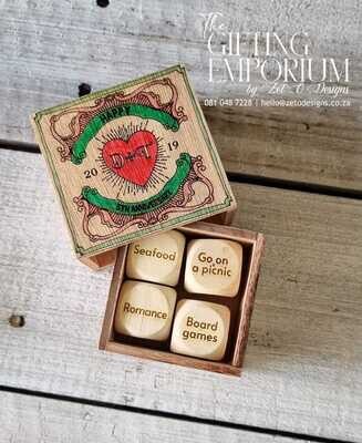 Romantic dice gift set featuring fun and creative date night ideas for couples