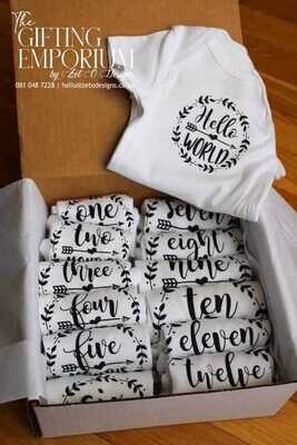 Milestone Grower Vests Gift Box – 13-piece baby clothing set in soft cotton
