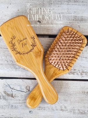 Hair Brush - Custom Engraving on Bamboo Bamboo hairbrush with custom engraving