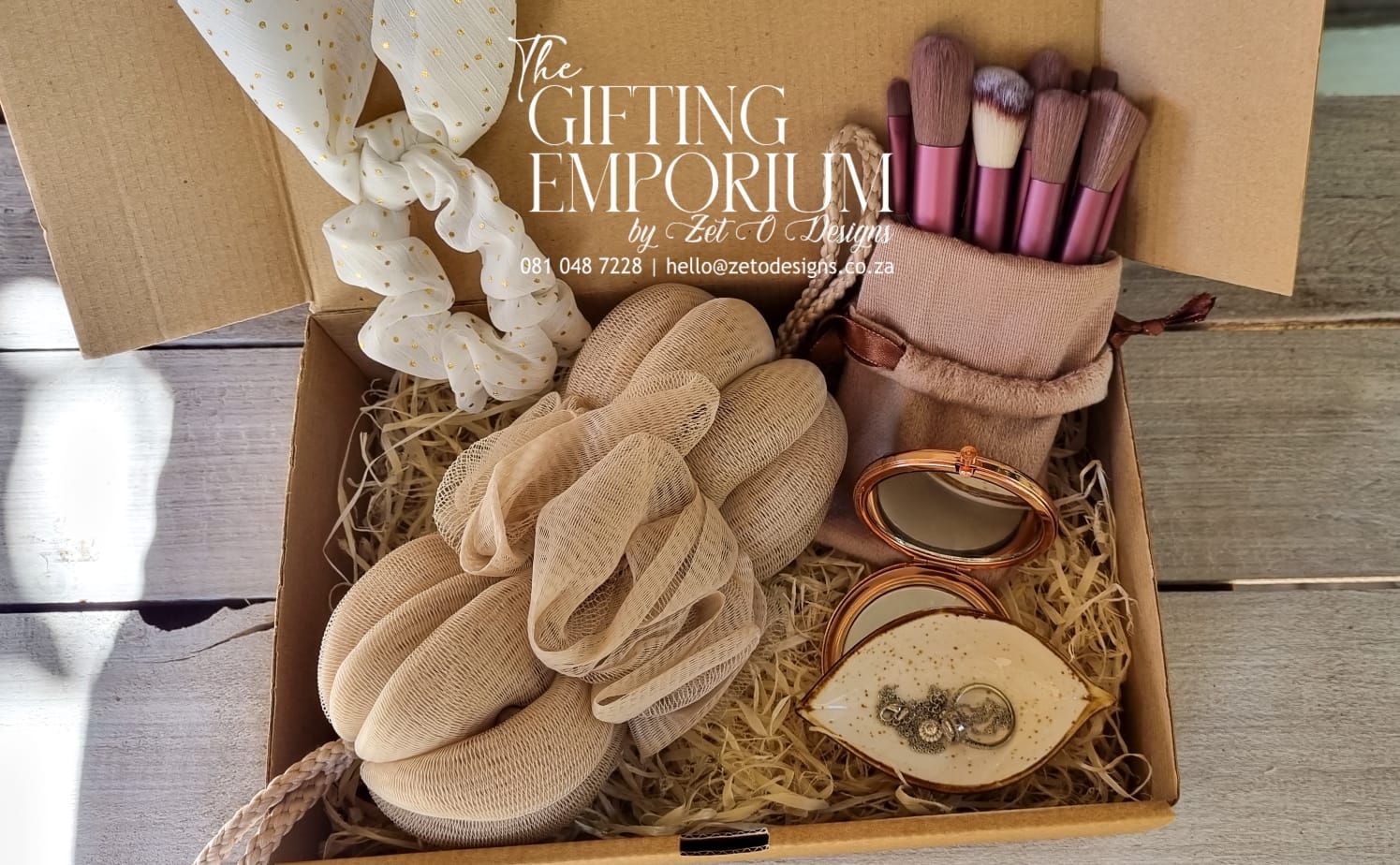 "Earth Elegance gift collection featuring natural, sustainable products with a sophisticated design."