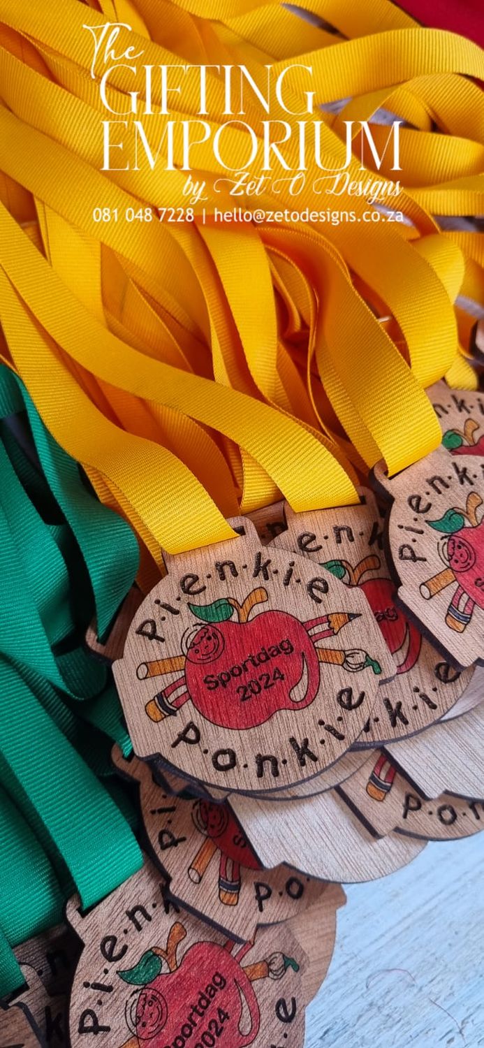 Medals - Custom Wooden Colour Emblem "Custom wooden medal with colorful emblem design"