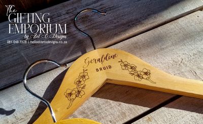 Wooden Hanger - Orchids Motif - Include Custom Name Engraving