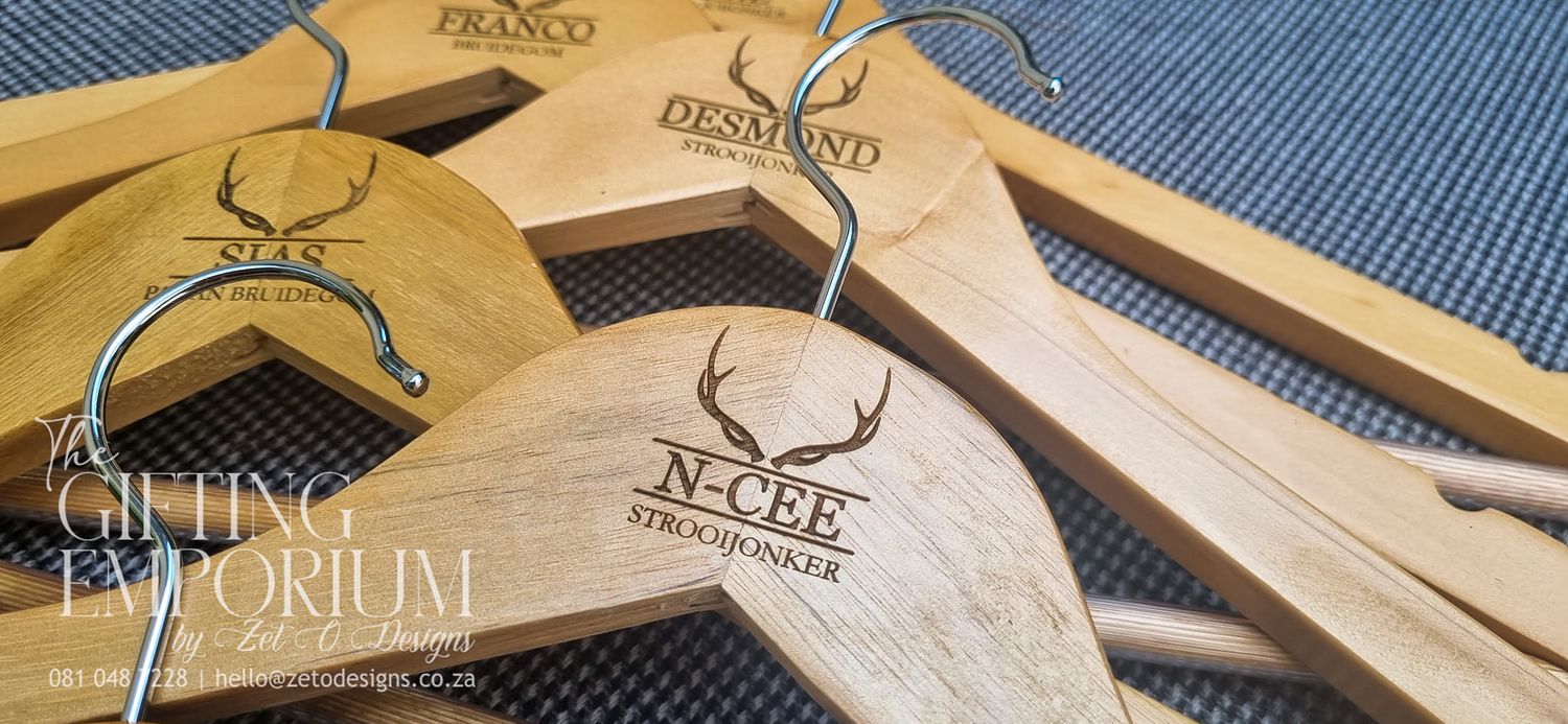 Wooden Hanger - Buck Horns - Include Custom Name Engraving Wooden Hanger - Buck Horns - Include Custom Name Engraving