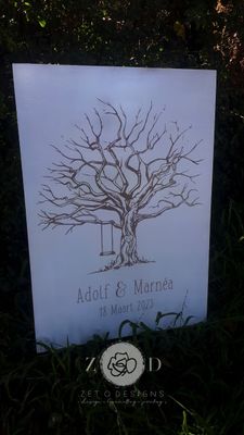 Wedding Guestbook Tree Print on Solid Wooden Blocked Canvas - [A2]