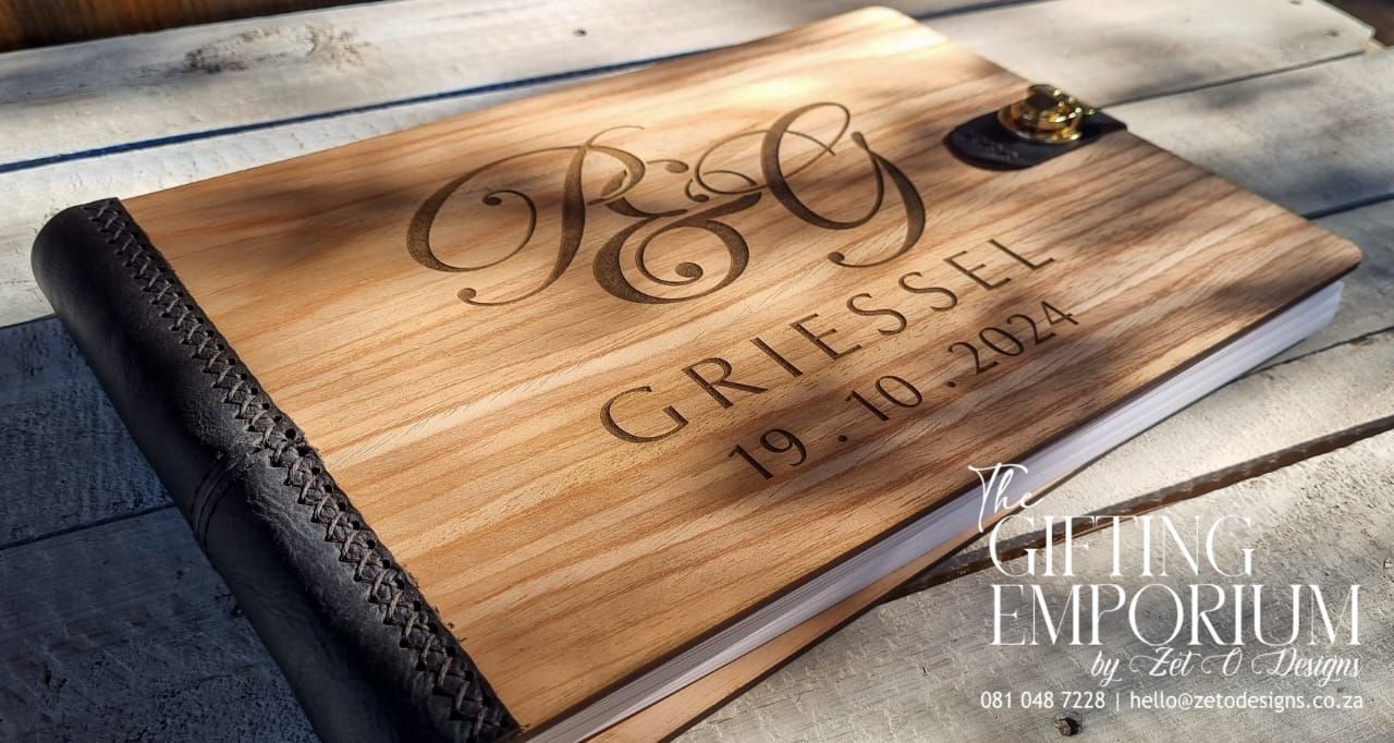 Elegant black handstitched A4 guestbook with a sleek and sophisticated design.