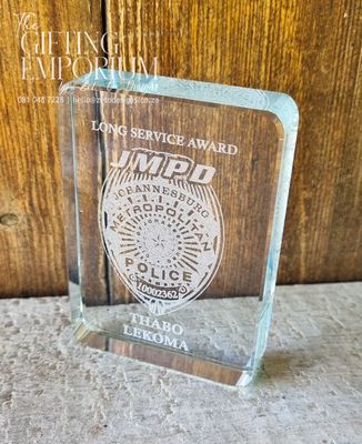 Custom Engraving on Glass Award 