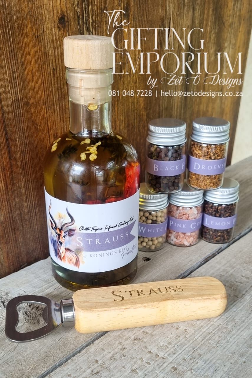 Gift Set - Spice Lover - Custom Branding An elegantly arranged spice gift set featuring an assortment of premium spices in decorative jars, perfect for adding flavor to any dish.