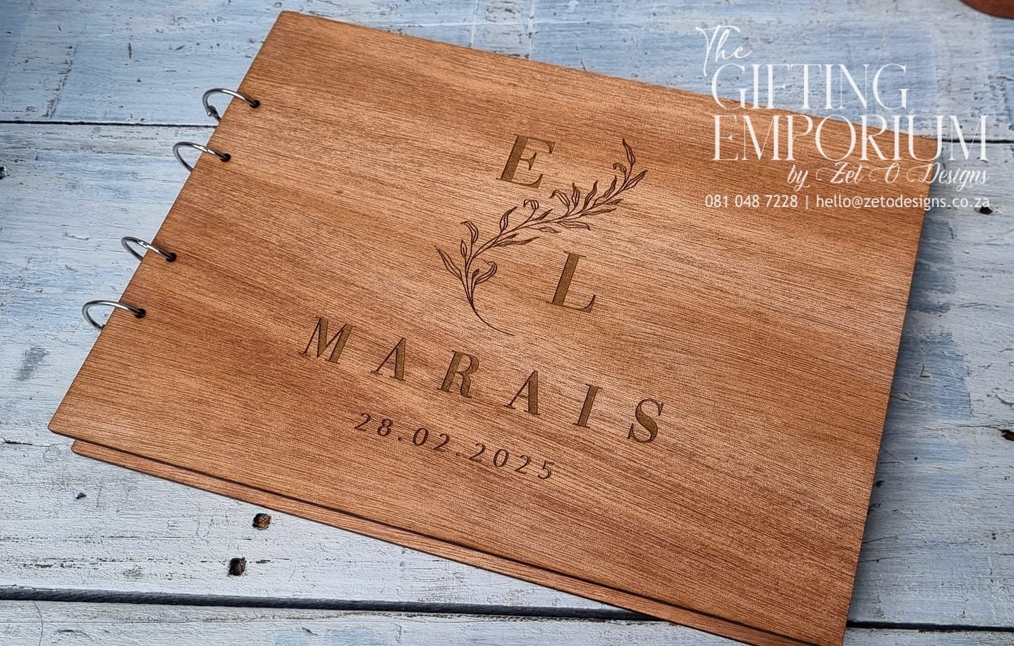 Personalized A4 Wooden Guest Book with Custom Engraving – Elegant Keepsake for Any Event