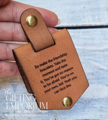 Personalized leather photo keychain with engraved text