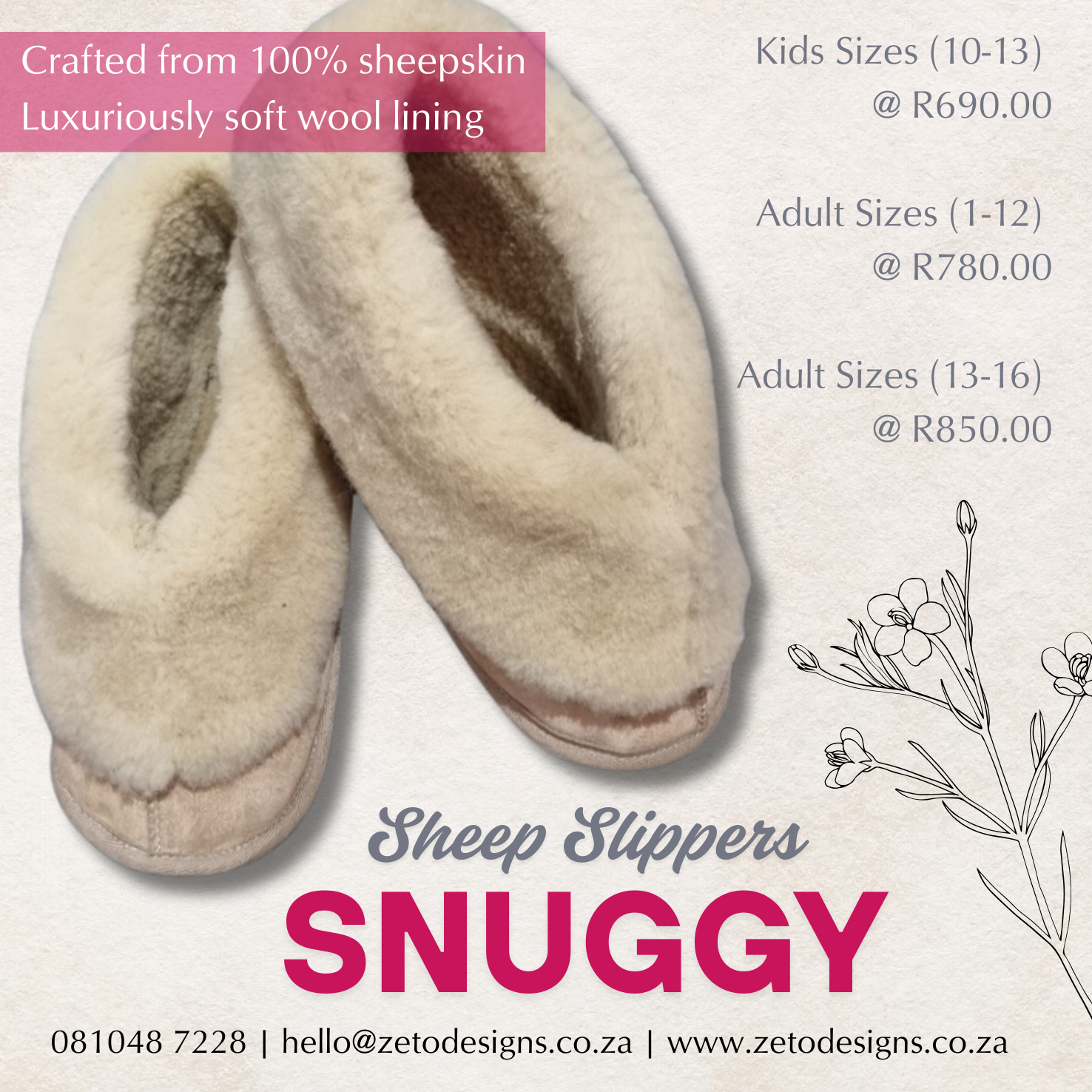 Snuggy 100% Sheepskin Slippers Unisex Sizes for Ladies, Men, Kids. Handmade