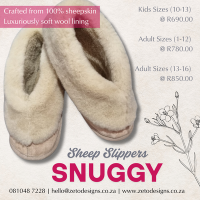 Cosy Sheep Skin Slippers - Unisex Snuggy 100% Sheepskin Slippers Unisex Sizes for Ladies, Men, Kids. Handmade