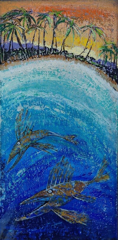 Mixed media painting &quot;CASTAWAY&quot; by LIQUID MOSAIC