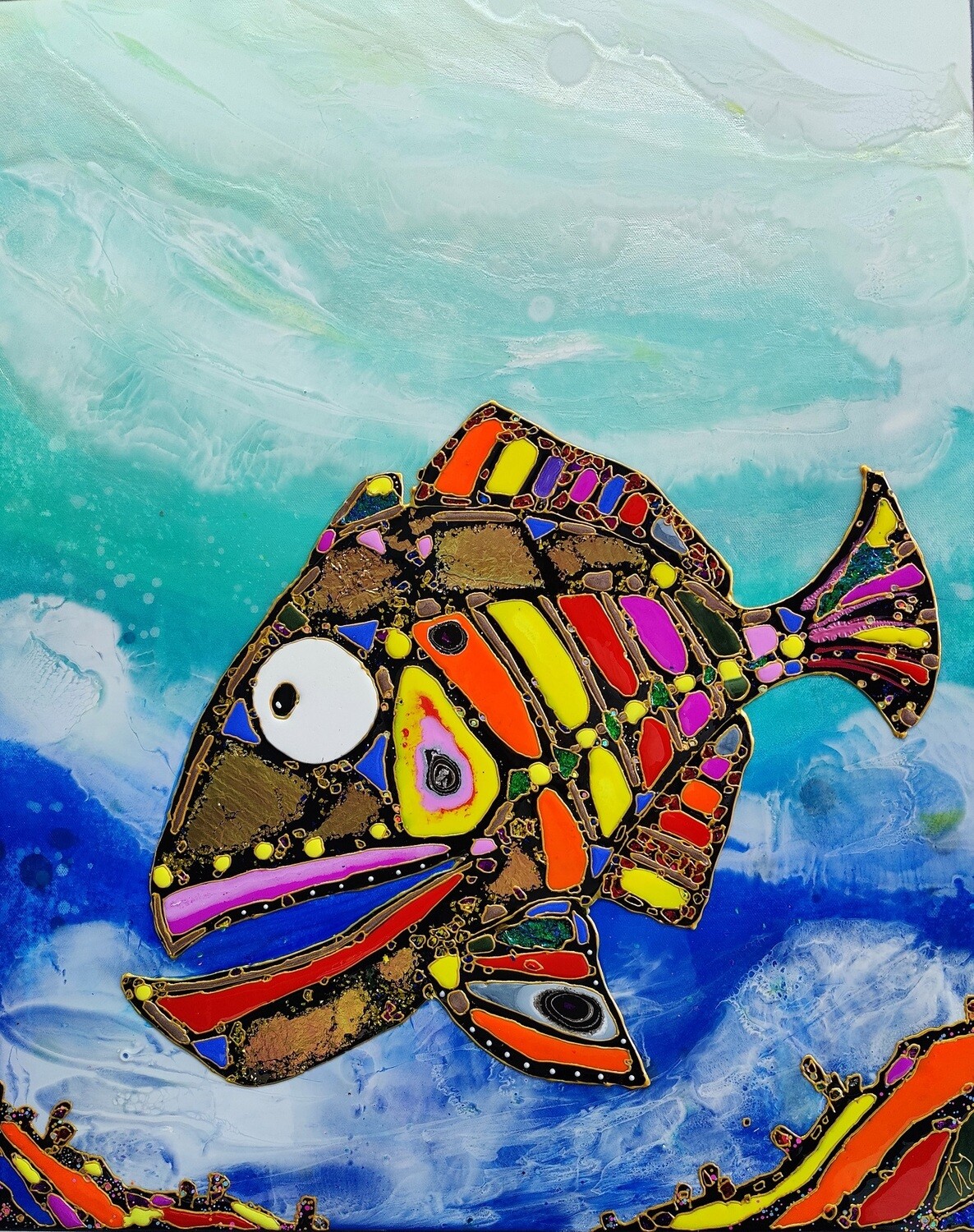 Mixed media painting "PHISH" by LIQUID MOSAIC