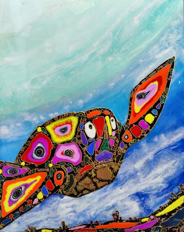 Mixed media painting &quot;LIQUID TURTLE&quot; by LIQUID MOSAIC