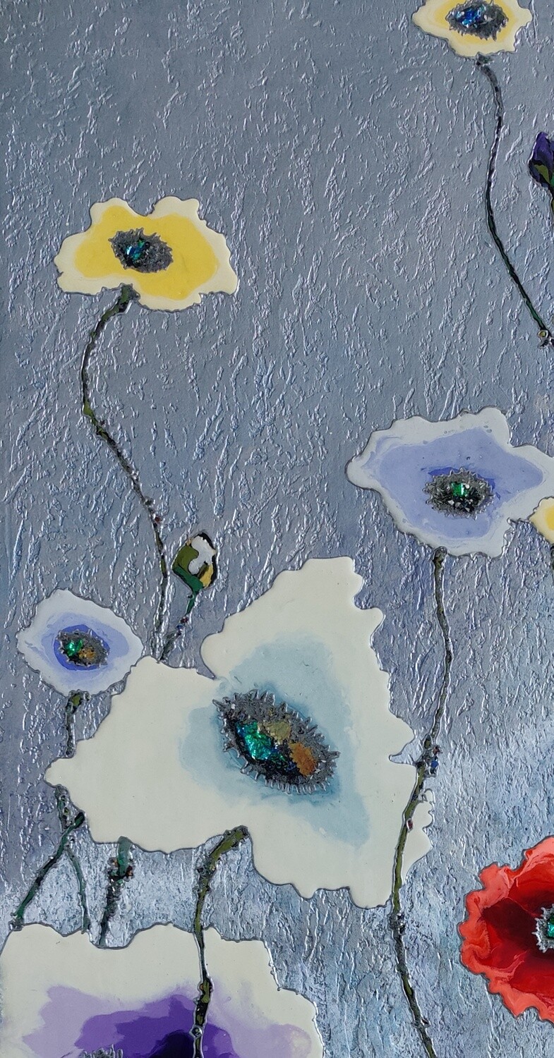 Mixed media painting "LIQUID POPPIES" by LIQUID MOSAIC