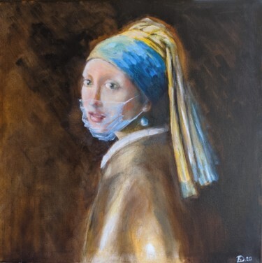 Oil on canvas GIRL WITH PEARL EARRING 2020. (TRIBUTE TO VERMEER)"