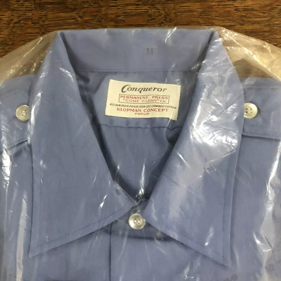 The Conqueror -VINTAGE SERVICE SHIRT -long sleeve -blue SIZE 15   3