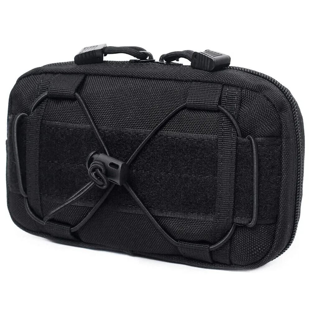 Tactical Molle Horizontal Admin Pouch Compact 1000D Utility EDC Tool Storage Bag      BLACK