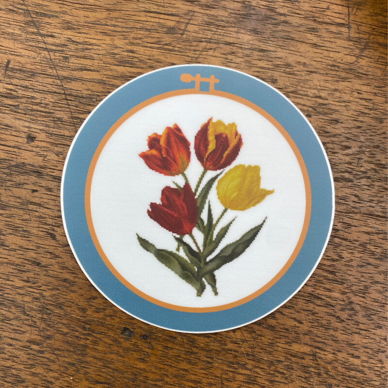 •STICKER• Cross Stitch Tulips