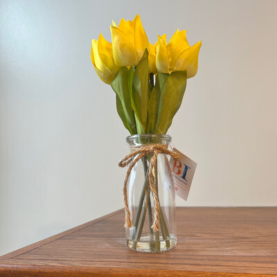 •FLORAL• Yellow Tulips in Glass 
