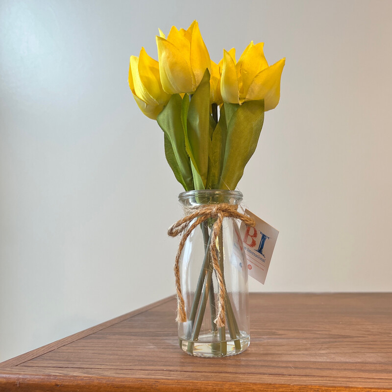 •FLORAL• Yellow Tulips in Glass 