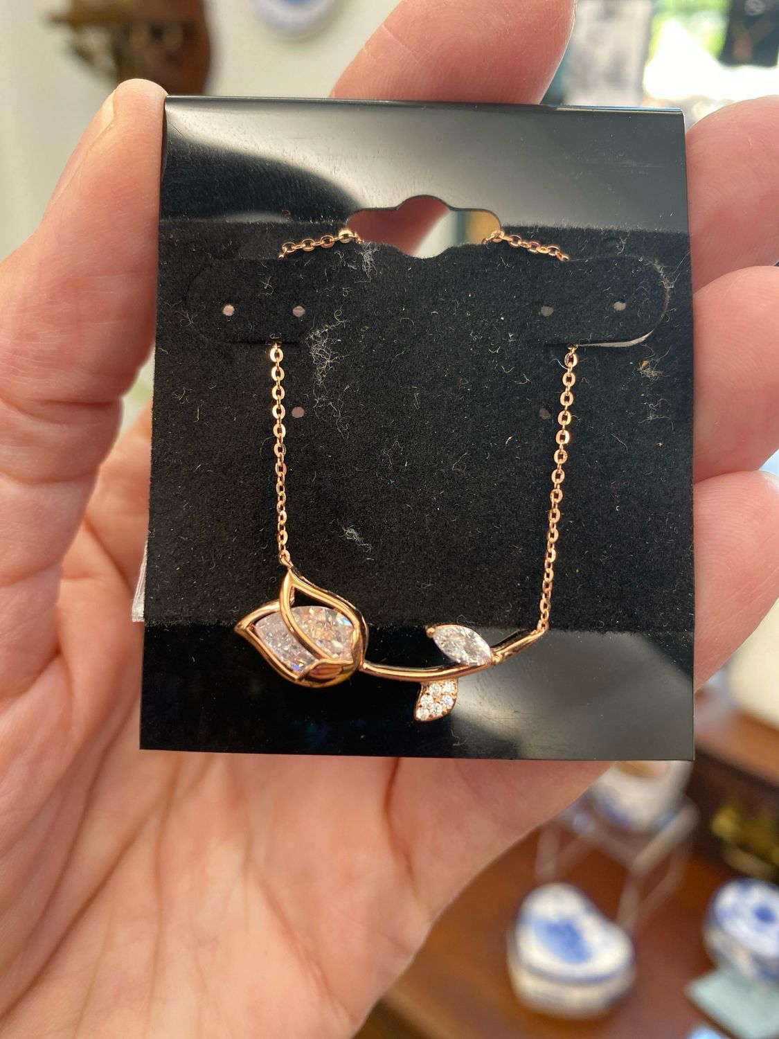 •NECKLACE• Rose Gold Tulip Wedding Horizontal