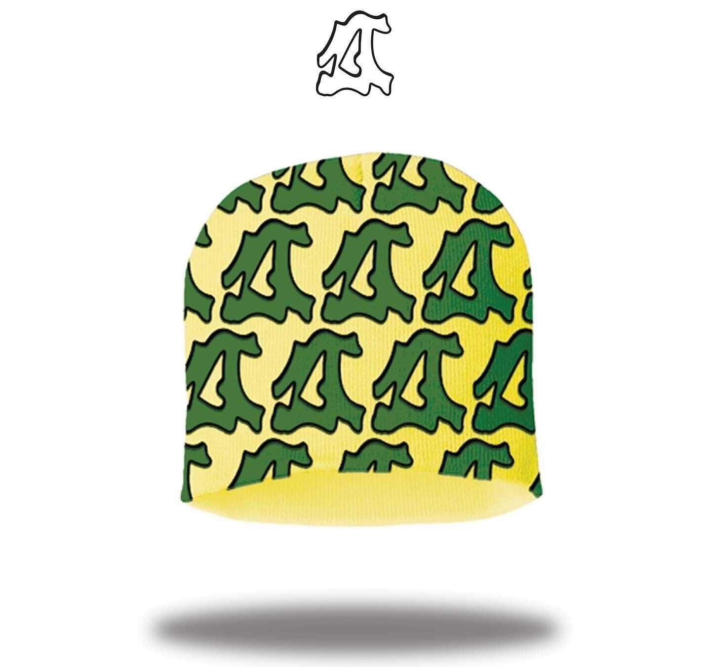 "Digital Ties" Yellow/Green Beanie
