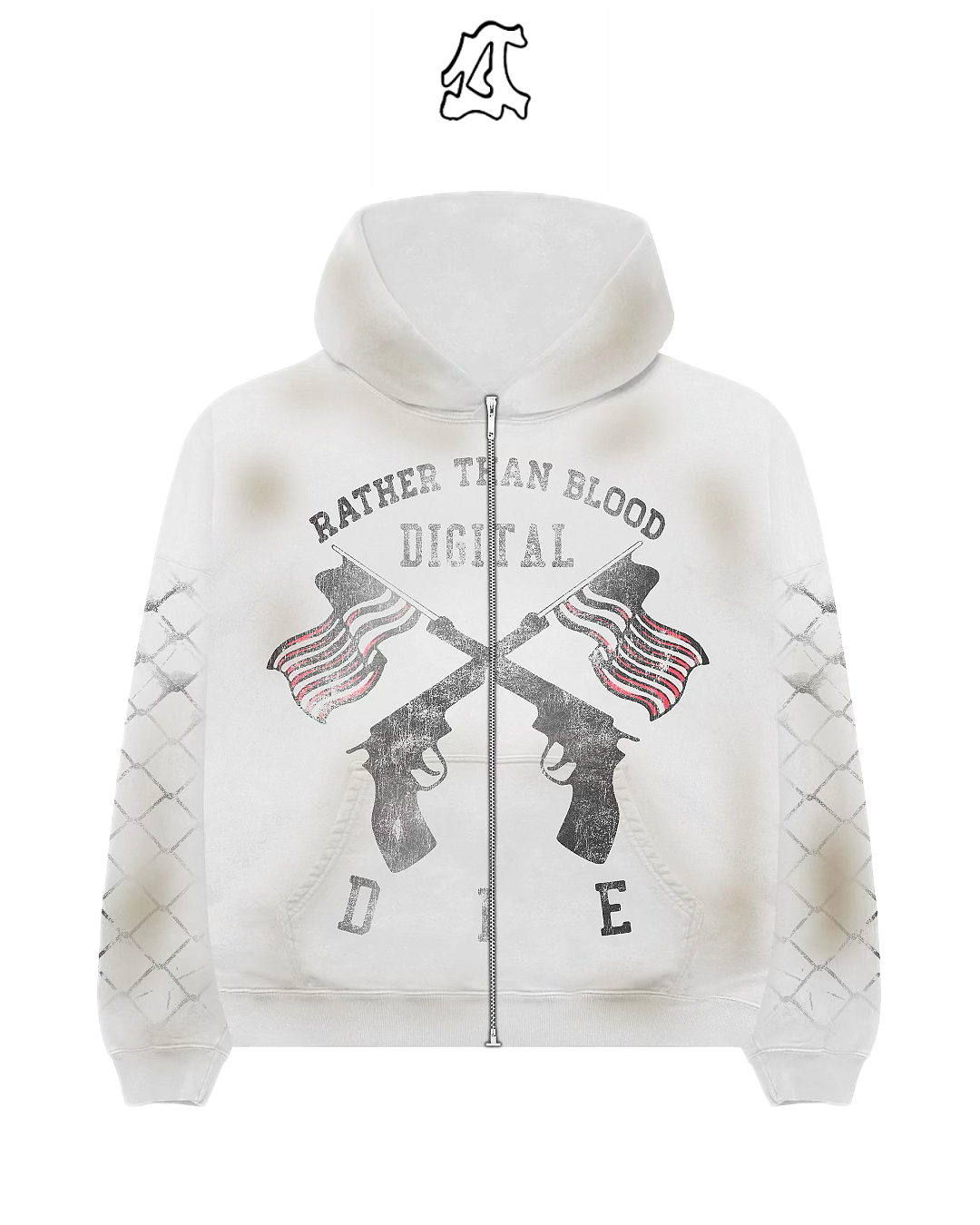 Digital or Die Gun Zip-Up (White)